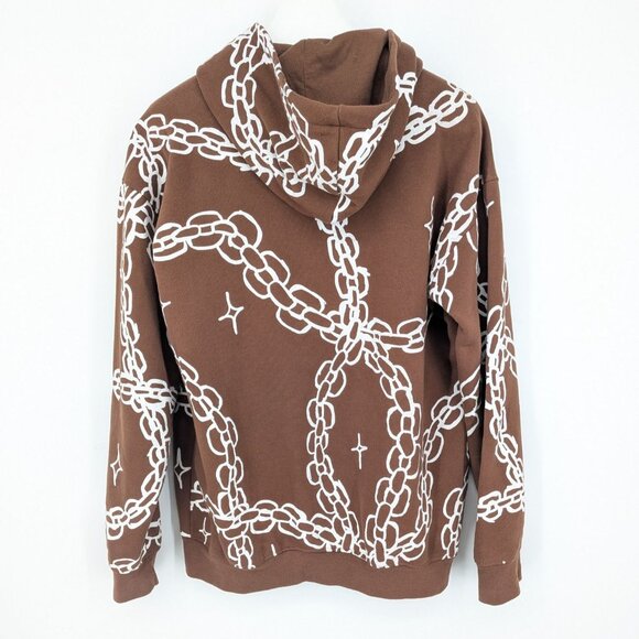 Salem 7 Zip Up Hoodie Men Size L Chains Allover Print Streetwear Skater Retro - Picture 2 of 10